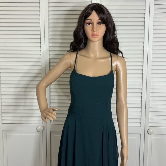 NWT Lulu's Dreamy Romance Forest Green Backless Maxi Dress Large - Picture 4 of 14